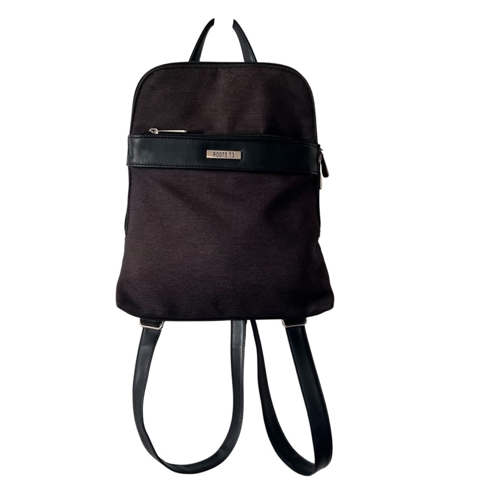 Roots 73 Mini Black Faux Leather Backpack Adjustable Shoulder Strap